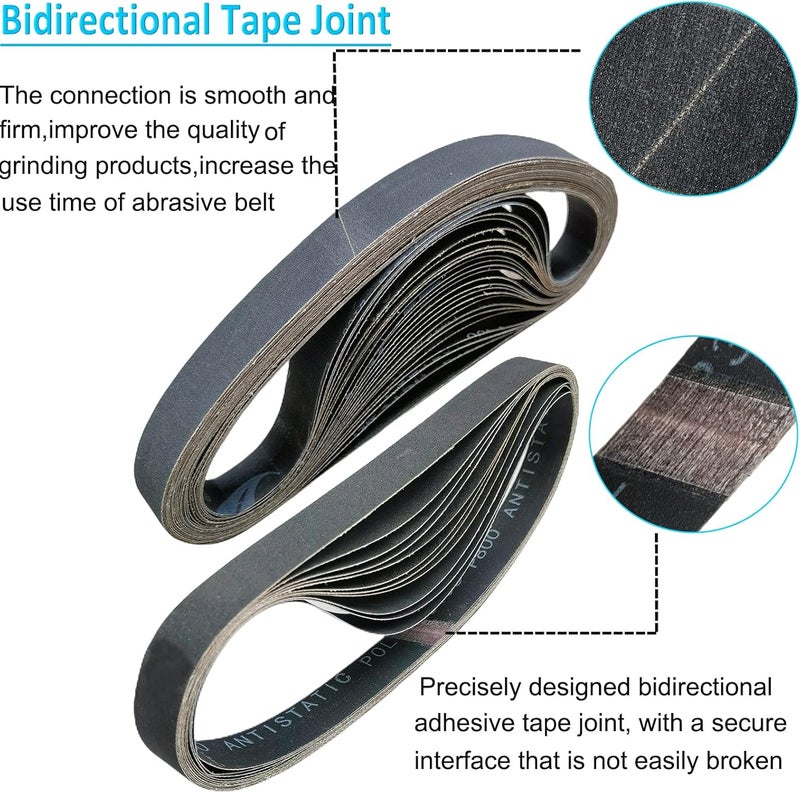 SACKORANGE 24 Pack 1 x 30 Inch Silicon Carbide Sanding Belts Assorted -120 240 400 600 800 and 1000 Grits, High Performance Sander Belts For Knife Sharpening and Metalworking - Image 3